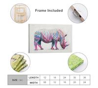 sinyumoney Colorful Zebra Rhino Rainbow Art Work for Home Walls for Rustic Bath Decor Canvas Art 12x18inch(30x45cm)