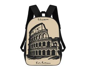 sinyumoney Colosseum And Foro Romano Illustration School Backpack Water Resistant School Bag Business Backpack for Men/Women 17inch