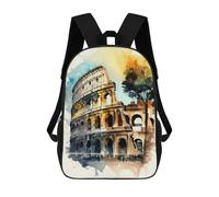 sinyumoney Colosseum Charm Watercolor School Bags Work Laptop Backpack Rucksack Bag for Campus Outdoor Travel Sports 17inch