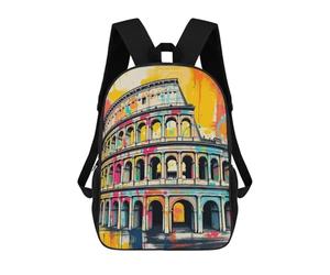 sinyumoney Colosseum Graffiti Art School Backpack 3D Printed Children's 17inch Backpacks Bag Bookbag for Kids Boy Girl Book Bags Kids School Bag Travel Rucksacks