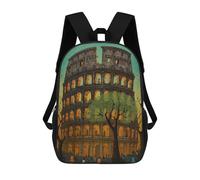 sinyumoney Colosseum Rome Abstract 1 Children's Backpack, 3D Printed School Backpack, Backpack for Boys Girls, Adjustable School Bag for Primary School 17inch