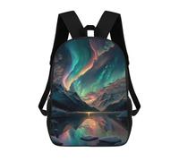sinyumoney Colourful Aurora Borealis 3D Printed School Backpack Casual Children's Backpacks 3D Printed School Bag for Boys Elementary And Middle 17inch