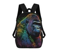 sinyumoney Colourful Gorilla Kids Backpack, Kids School Bag 3D Printed School Backpacks for Boys And Teenager School Students 17inch