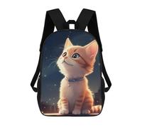 sinyumoney Comic Cat At Night Backpacks Children's Backpacks School Bag 3D Printed Children's School Backpack Fashion Travel Backpacks for Kids Elementary Middle School 17inch