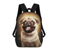 sinyumoney Comical Pug Backpack Kids School Backpack School Bag 3D Printed Fashion School Bag for Boys Elementary And Middle School Student 17inch