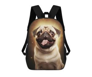 sinyumoney Comical Pug Backpack Kids School Backpack School Bag 3D Printed Fashion School Bag for Boys Elementary And Middle School Student 17inch