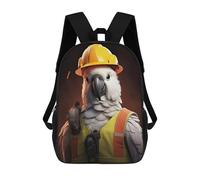 sinyumoney Construction Cockatoo Children's School Backpack 3D Printed for Kids Travel Rucksacks Book Bags Kids School Bag 17inch