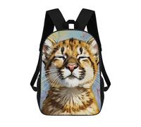 sinyumoney Content Cougar Cub Portrait Painting Backpack School Large School Backpack for Boys - Perfect for Travel, Work And Daily Use 17inch