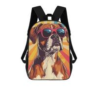 sinyumoney Cool Boxer Dog with Sunglasses 3D Printed Children's School Backpack for Kids High Capacity Travel Rucksacks Book Bags Kids School Bag Back Pack 17inch