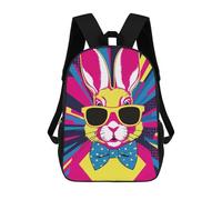 sinyumoney Cool Bunny Pop Art Children's School Backpack 3D Printed for Kids Travel Rucksacks Book Bags Kids School Bag 17inch