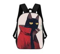 sinyumoney Cool Cat in Red Jacket Kids Backpack, Kids School Bag 3D Printed School Backpacks for Boys And Teenager School Students 17inch