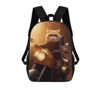 sinyumoney Cool Cat Riding Motorcycle Backpack School Bag Rucksack Casual Daypacks School Work Travel Bag for Girl, Teen Girls 17inch