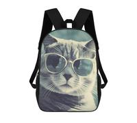 sinyumoney Cool Cat with Sunglasses Backpacks 3D Printed Kids School Backpack Outdoor Casual Daypack Fashion Casual Children Backpacks Cute Travel Bags 17inch