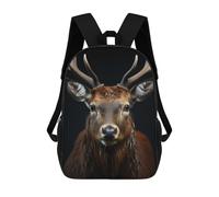 sinyumoney Cool Deer Animal Portrait Backpack 3D Printed Children's School Backpack Kids Travel Backpacks High Capacity Book Bags Children's Backpack Rucksack 17inch