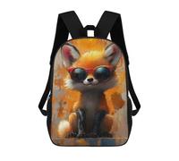 sinyumoney Cool Fox in Sunglasses Backpack School Secondary Causal Travel High School Bags for Boys/Girls/Teenagers 17inch