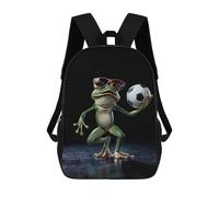 sinyumoney Cool Frog with Soccer Ball School Backpack Computer Rucksack for School/Work/Travel for Girl, Teen Girls 17inch