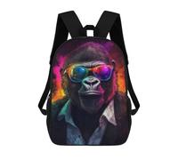sinyumoney Cool Gorilla in Sunglasses Backpack with Pocket 3D Printed Backpacks, Travel Rucksacks Book Bags Kids School Bag 17inch