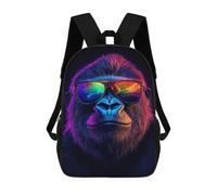 sinyumoney Cool Gorilla with Sunglasses Backpack, Children's Backpack, Student School Bag Bookbag Rucksack, 3D Printed School Bag for Boys Girls 17inch