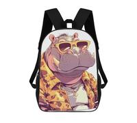 sinyumoney Cool Hippo with Sunglasses And Jacket Backpack School Lightweight Airport College Students Back Pack for Girl, Teen Girls 17inch