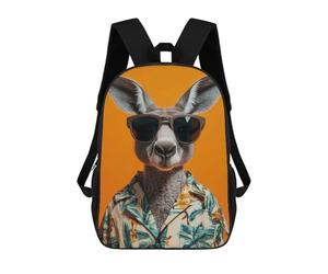 sinyumoney Cool Kangaroo in Hawaiian Shirt School Backpack Water Resistant Travel Backpack Computer Bag - Perfect for Travel, Work And Daily Use 17inch