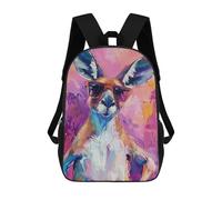 sinyumoney Cool Kangaroo Painting with Sunglasses Kids School Backpack School Bag 3D Printed School Bag for Boys Elementary And Middle School Students 17inch