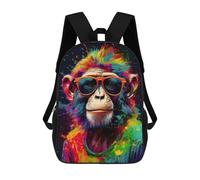 sinyumoney Cool Monkey Art Rucksacks 3D Printed Children Backpacks Fashion Casual Daypack Cute Travel Bags Outdoor Casual Daypack for Boy And Girl 17inch