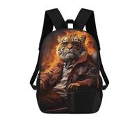 sinyumoney Cool Old Lion Animal Art Kids School Backpack School Bag 3D Printed School Bag for Boys Elementary And Middle School Students 17inch