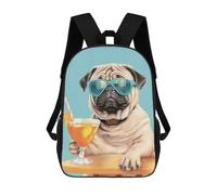 sinyumoney Cool Pug Summer Chill Backpack School Lightweight Casual Daypack School Backpacks for Boys/Girls/Teenagers 17inch