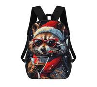 sinyumoney Cool Raccoon Christmas Rucksack Fashion Stationery Backpack Waterproof Casual Daypacks for Men, Women & Teenage Boys 17inch