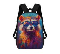 sinyumoney Cool Raccoon Sunglasses Painting Abstract Children's Backpacks School Backpack 3D Printed Backpack for Kids Travel Rucksacks Book Bags Kids School Bag 17inch