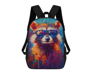 sinyumoney Cool Raccoon Sunglasses Painting Abstract School Backpack Business Laptop Rucksack Bag Unisex Casual Daypack for Boys/Girls/Teenagers 17inch