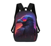 sinyumoney Cool Raven with Sunglasses Rucksack Water Resistant Travel Backpack Computer Bag for Men, Women & Teenage Boys 17inch