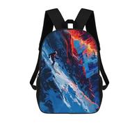 sinyumoney Cool Skier In A Mountain School Bag Backpack Teen Schoolbag 3D Printing Adjustable Schoolbag Fashion Pocket Bag for Kids Boys Girls Students And Teenagers Fans 17inch