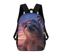 sinyumoney Cool Sloth on Beach at Sunset Kids Backpack, Kids School Bag 3D Printed School Backpacks for Boys And Teenager School Students 17inch