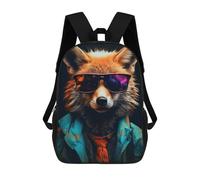 sinyumoney Cool Sunglasses Red Fox Backpacks 3D Printed 17inch Kids School Backpack Outdoor Casual Daypack Casual Travel Bags for Middle School Students