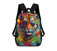 sinyumoney Cool Tiger in Sunglasses 3D Printed Children's School Backpack for Kids High Capacity Travel Rucksacks Book Bags Kids School Bag Back Pack 17inch