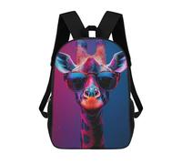 sinyumoney Cool Vibrant Neon Giraffe Portrait Backpacks Kids School Backpack School Bag 3D Printed School Bag for Boys Elementary And Middle School Students 17inch