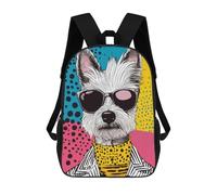 sinyumoney Cool Westie Dog Pop Art Backpacks Kids School Backpack School Bag 3D Printed School Bag for Boys Elementary And Middle School Students 17inch