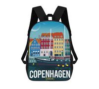 sinyumoney Copenhagen Backpacks Kids School Backpack School Bag 3D Printed School Bag for Boys Elementary And Middle School Students 17inch