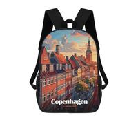 sinyumoney Copenhagen, Denmark Cityscape Art School Backpack 3D Printed School Bags Boys Girls Laptop Backpack for Kids/Students/Adults 17inch