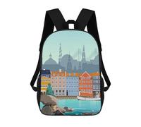 sinyumoney Copenhagen Travel Print Backpack School Daypacks Business Backpack Water Resistant Bookbag for Teenage Girls Boys Women Men 17inch