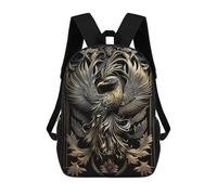 sinyumoney Copper Golden Phoenix Children's 17 Inch School Backpack 3D Printed Anime Movies for Kids Travel Rucksacks Book Bags Kids School Bag