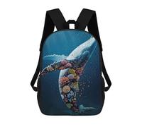 sinyumoney Coral Whale Underwater Backpacks Kids School Backpack School Bag 3D Printed School Bag for Boys Elementary And Middle School Students 17inch