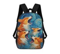sinyumoney Corgi Art Painting 3D Printed 17inch Kids School Backpack School Bag Fashion Rucksacks for Boys Elementary And Middle School Students