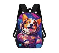 sinyumoney Corgi Astronaut in Space -6 3D Printed 17inch School Bag Children's School Backpack Travel Backpacks Casual Fashion Bag for Kids School Students