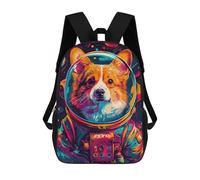 sinyumoney Corgi Astronaut Space Backpacks Kids School Backpack Fashion School Bag 3D Printed School Bag for Boys Elementary And Middle School Students 17inch