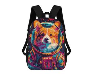 sinyumoney Corgi Astronaut Space Rucksack Lightweight Schoolbag Dayback Bookbag College for Girl, Teen Girls 17inch