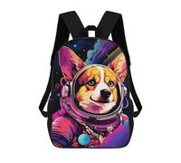sinyumoney Corgi Astronaut Space Suit 3D Printed Kids 17inch Backpacks Boys Fashion Travel Backpacks School Bag for Boys Elementary And Middle School Students