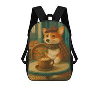 sinyumoney Corgi at Parisian Cafe with Coffee Backpack School Bag Travel College Rucksack Backpacks for Campus Outdoor Travel Sports 17inch