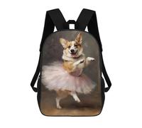 sinyumoney Corgi Ballerina Backpack 3D Printed Children's School Backpack Kids Travel Backpacks High Capacity Book Bags Children's Backpack Rucksack 17inch